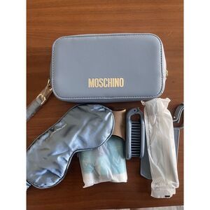 Moschino Luggage Tag Toiletries Bag and Amenities Light Blue
